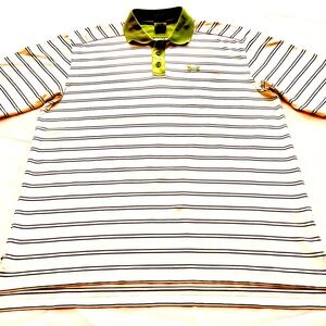 Under Armour Men's Polo Shirt with Green Collar and Stripes